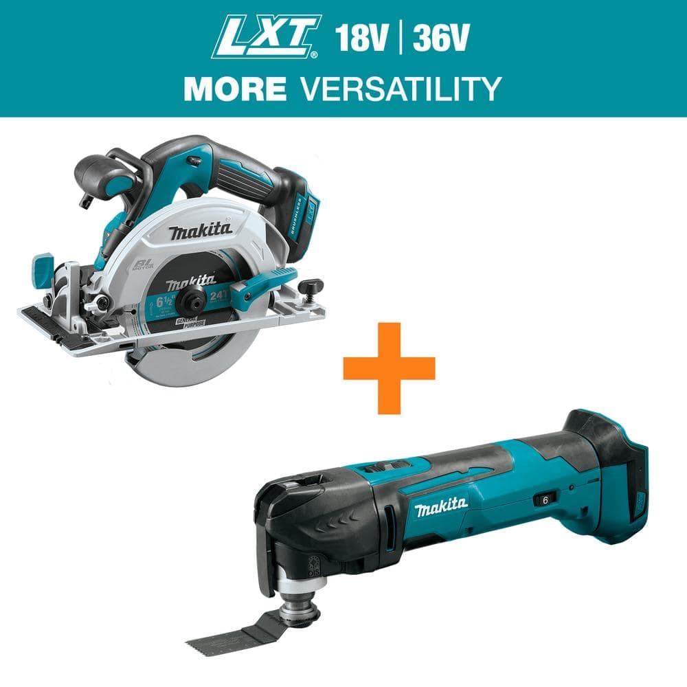 Makita 18V LXT Lithium-Ion Brushless Cordless 6-1/2 in. Circ Saw with 18V LXT Lithium-Ion Variable Speed Oscillating Multi-Tool