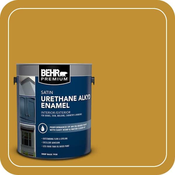 BEHR PREMIUM 1 gal. #M290-7 Turmeric Urethane Alkyd Satin Enamel Interior/Exterior Paint (2)