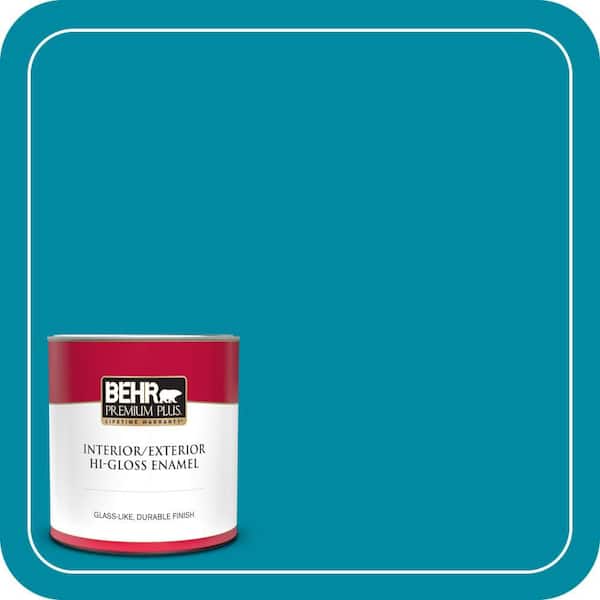 BEHR PREMIUM PLUS 1 qt. #P480-6 Aruba Blue Hi-Gloss Enamel Interior/Exterior Paint & Primer (2)