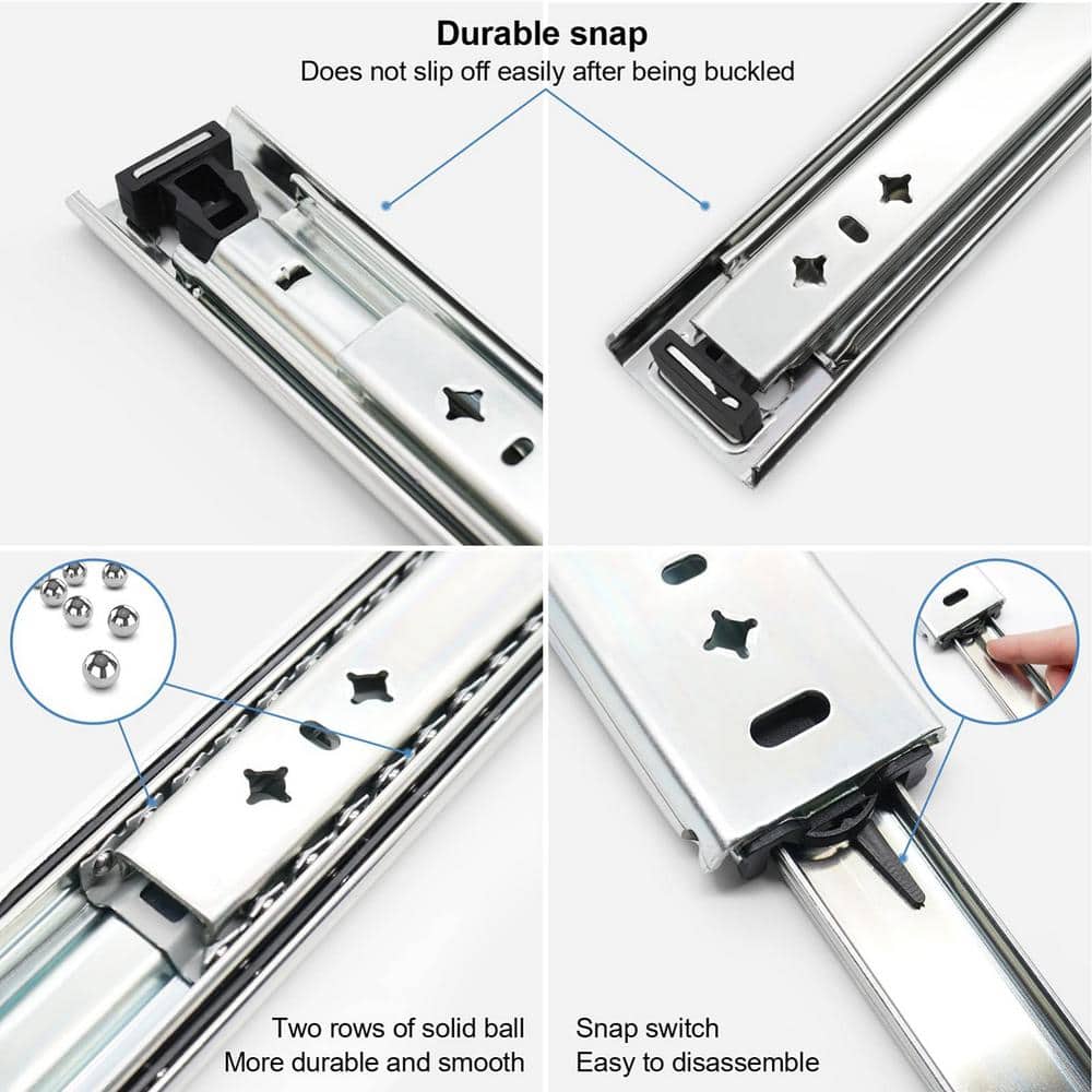 Numhew 1 Pair 40 in. Heavy Duty Drawer Slides with Screws, Ball Bearing Stainless Steel Hardware Drawer Rails for Cabinets (3)