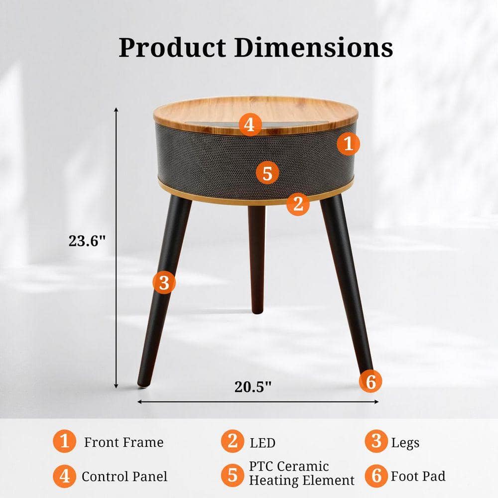 Yangming 1500W Ø20.5 in. Freestanding PTC Ceramic Electric Fireplace Space Heater in Black with Remote, 12H Timer (2)