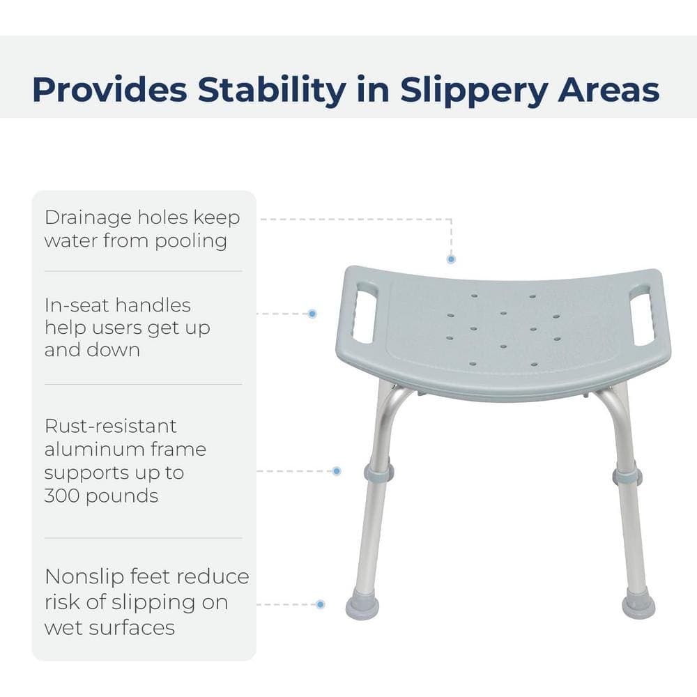 Adrinfly 19.5 in. Adjustable Shower Seat with Suction Feet for Inside Shower or Tub in Gray (3)