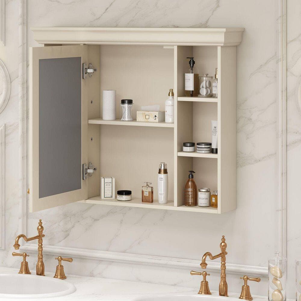 Tahanbath 5.90 in. W x 35.51 in. D x 28.74 in. H Bathroom Storage Wall Cabinet in White (3)