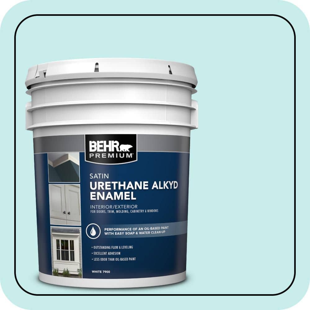 BEHR PREMIUM 5 gal. #P460-1 Morning Sky Urethane Alkyd Satin Enamel Interior/Exterior Paint