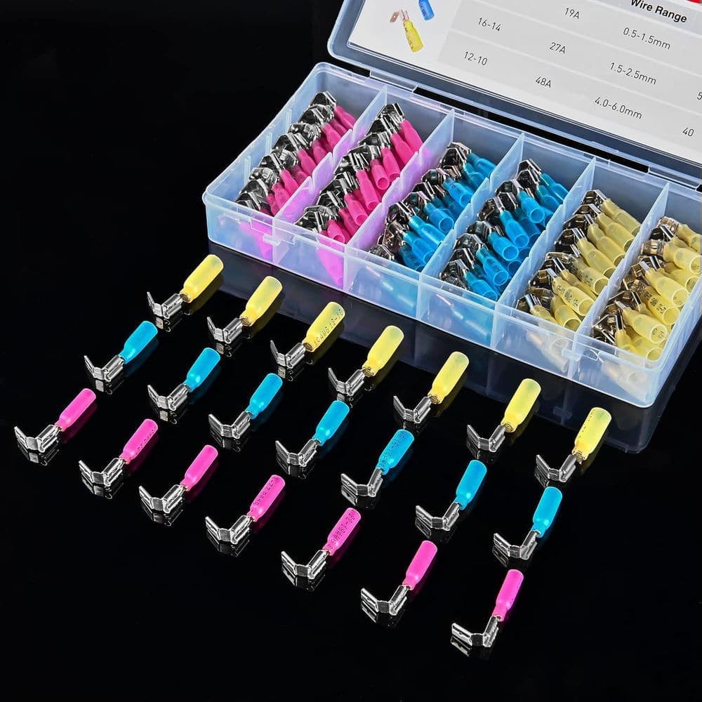 Unbranded 22-16/16-14/12-10 AWG Heat Shrink Spade Terminals Connectors Kit with Grounding Plug for Auto Cars Trucks Boats 140-Pack (2)