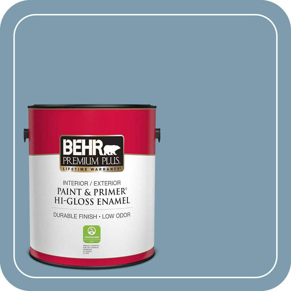 BEHR PREMIUM PLUS 1 gal. #550F-4 Cool Dusk Hi-Gloss Enamel Interior/Exterior Paint & Primer
