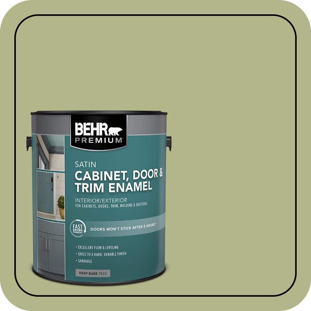 BEHR PREMIUM 1 gal. #M350-4 Sweet Grass Satin Enamel Interior/Exterior Cabinet, Door & Trim Paint
