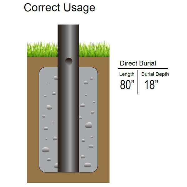 LUTEC 80 in. Black Outdoor Direct Burial Aluminum Lamp Post (3)