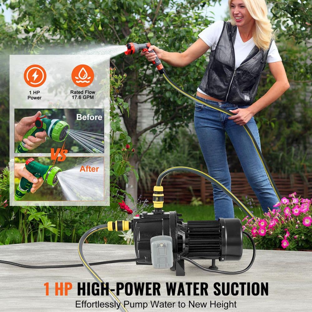 SKYSHALO 1 HP Premium Cast Iron Shallow Well Jet Water Pump 115-Volt, 17.6 GPM 164 ft. Maximum Head Irrigation Water Pump (2)