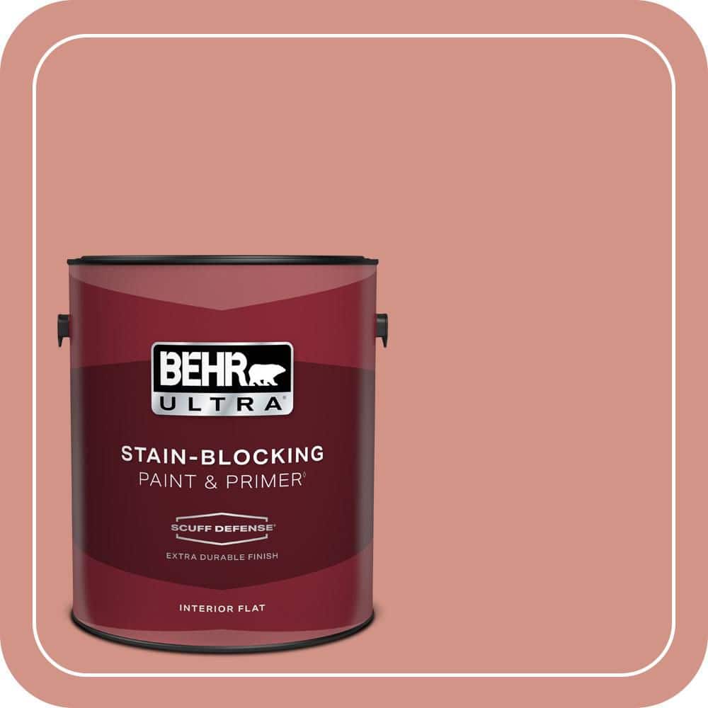 BEHR ULTRA 1 gal. #T15-20 Peach Preserve Extra Durable Flat Interior Paint & Primer