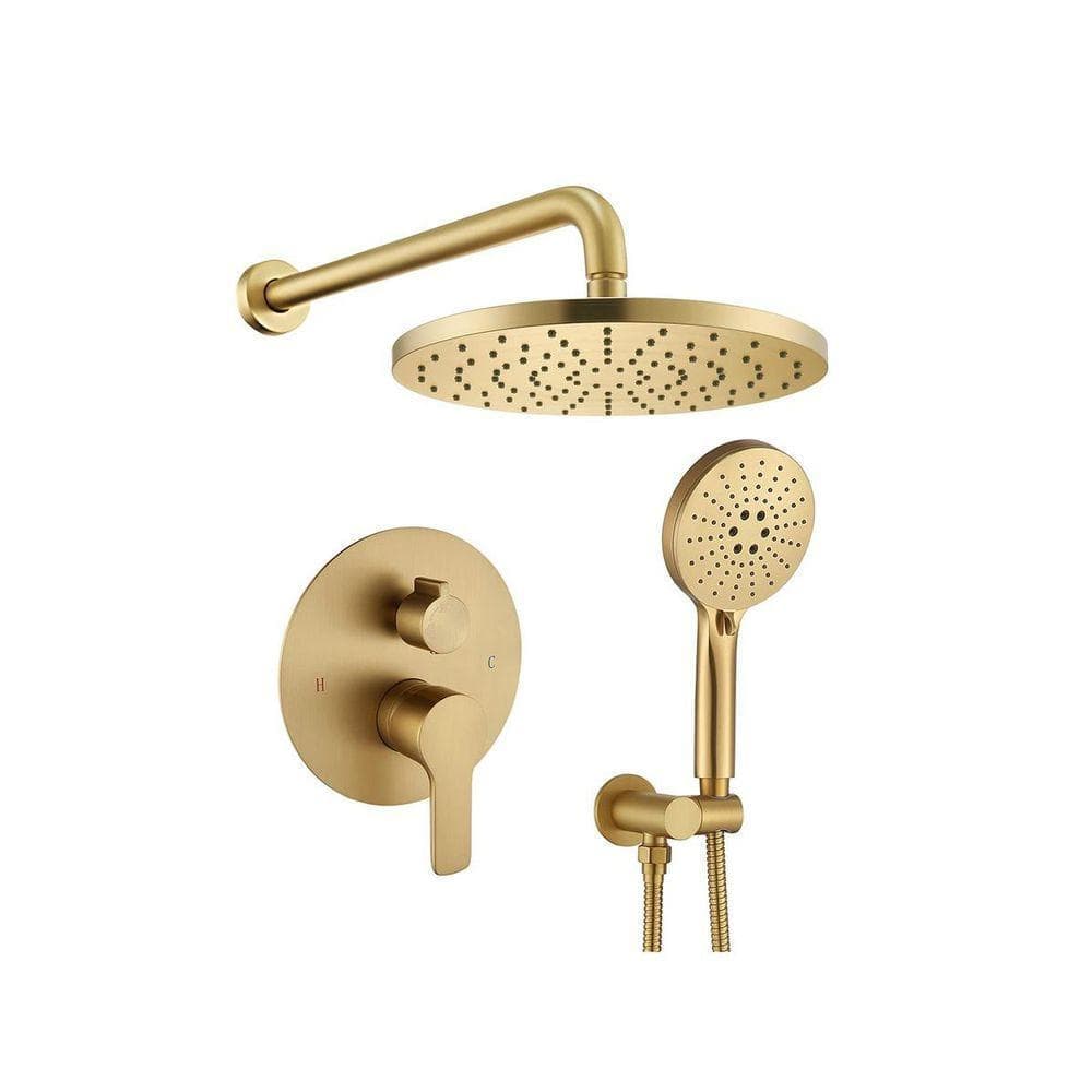 Lynzavix 2-Piece Shower Faucet Mixer Set with High Pressure Shower Head and 3-Setting Handheld in Brushed Nickel Finish (1)