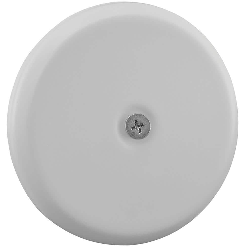 JONES STEPHENS 5-1/4 in. High Impact Plastic Cleanout Cover Plate in White Finish - Flat Design with Screw (1)