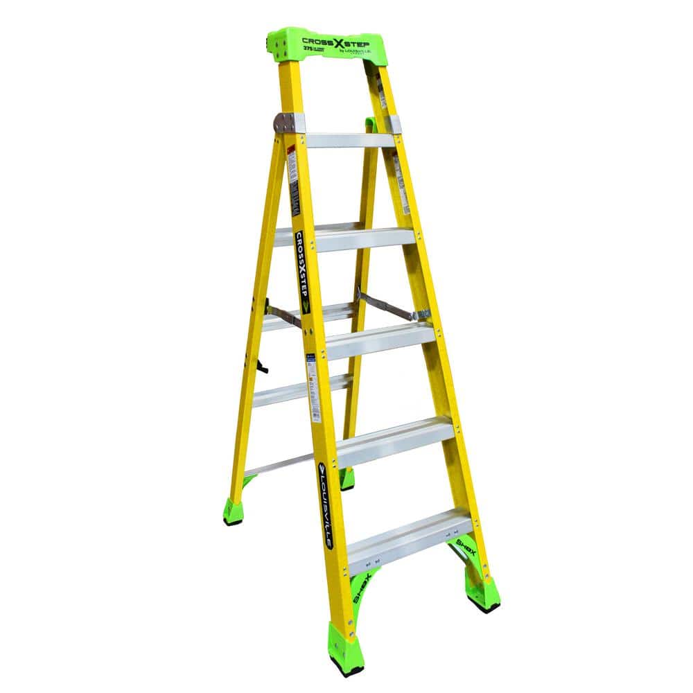 Louisville Ladder 6 ft. Fiberglass Cross Step Ladder with 375 lbs. Load Capacity Type IAA Duty Rating