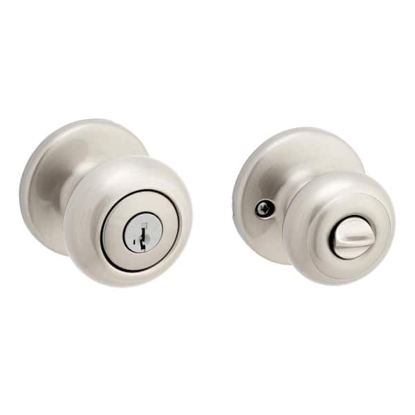 Kwikset Cove Satin Nickel Keyed Entry Door Knob featuring SmartKey Security and Microban Technology (2)