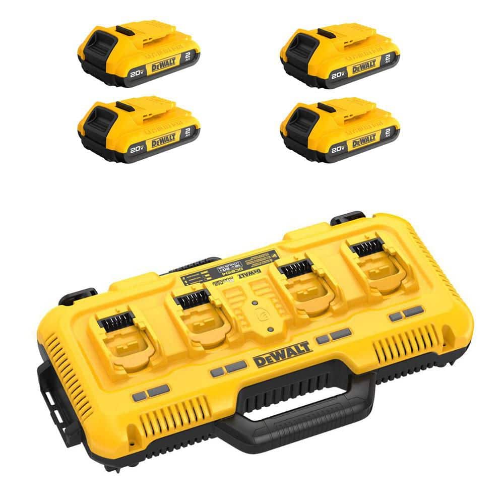 DEWALT 20V MAX Lithium-Ion 2.0Ah Battery (4-Pack) with 12V/20V/60V MAX 4-Port Lithium-Ion Battery Charger (1)