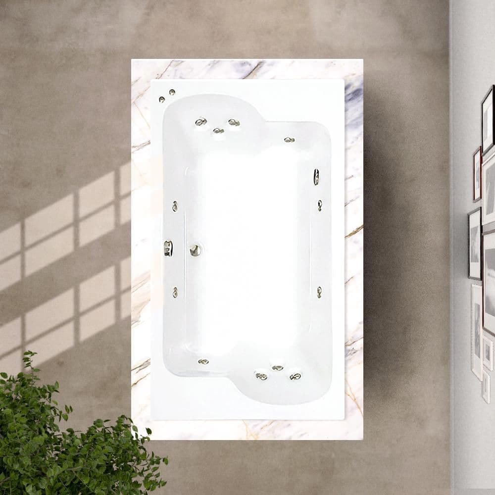 Comfortflo 72 in. x 43 in. Acrylic Rectangular Drop-in Whirlpool Bathtub with Center Drain in White (3)