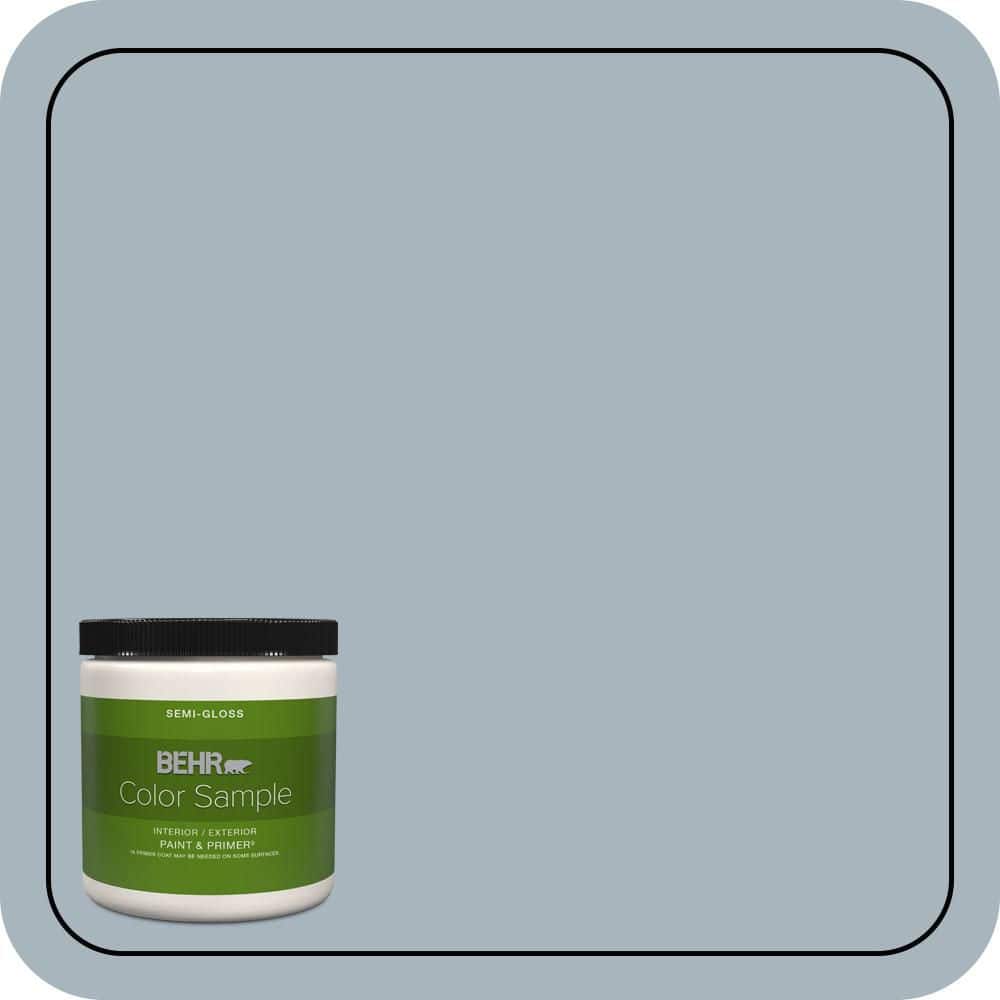 BEHR PREMIUM PLUS 8 oz. #MQ5-23 Intercoastal Gray Semi-Gloss Interior/Exterior Paint & Primer Color Sample