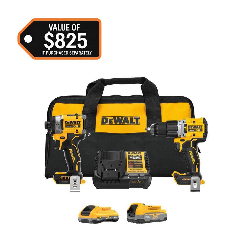 DEWALT 20V XR Lithium-Ion Cordless 2-Tool Combo Kit with 4.0 Ah and 1.7 Ah Batteries and Charger (1)