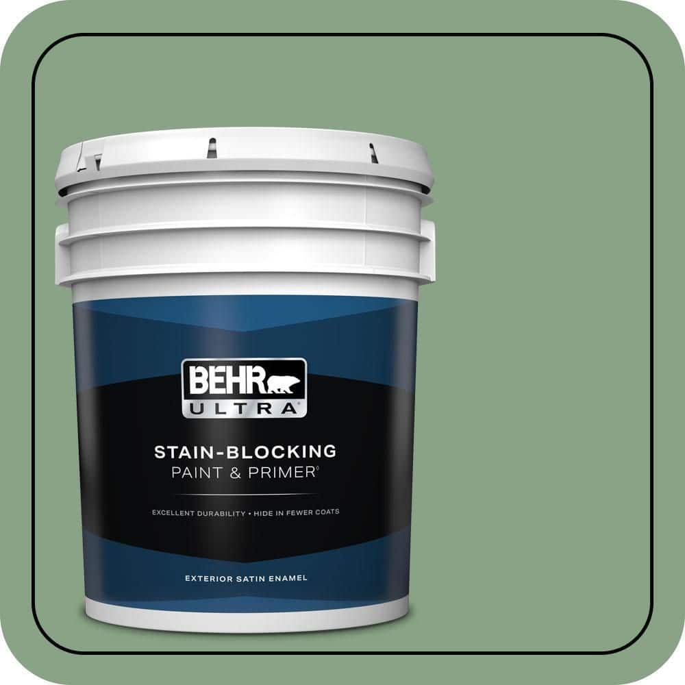 BEHR ULTRA 5 gal. #S400-5 Gallery Green Satin Enamel Exterior Paint & Primer