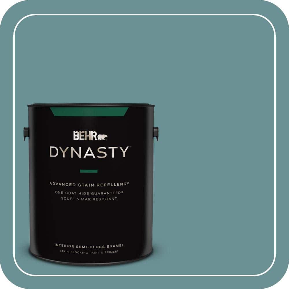 BEHR DYNASTY 1 gal. #T15-16 Blue Clay Semi-Gloss Enamel Interior Stain-Blocking Paint & Primer