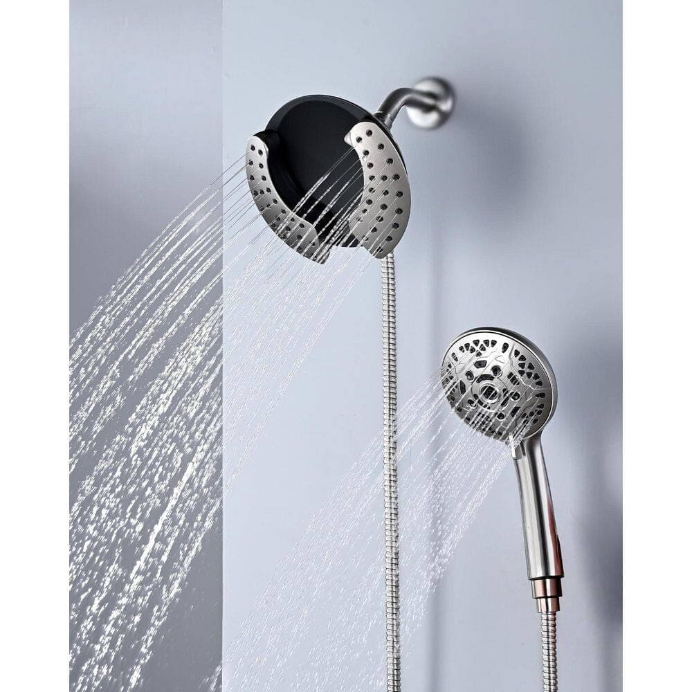 Wudkey Shower Heads with Handheld Spray Combo Included 60 in. Rotatable Stainless Steel Hose (2)