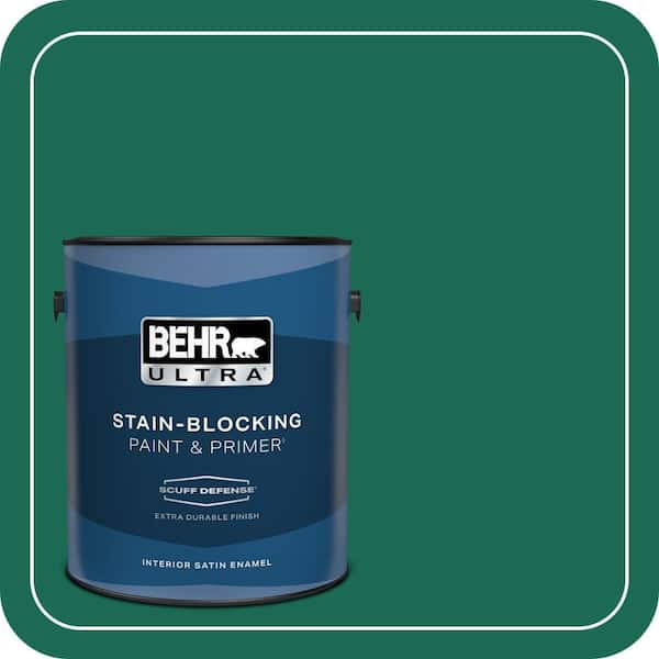BEHR ULTRA 1 gal. #480B-7 Clover Brook Extra Durable Satin Enamel Interior Paint & Primer (2)