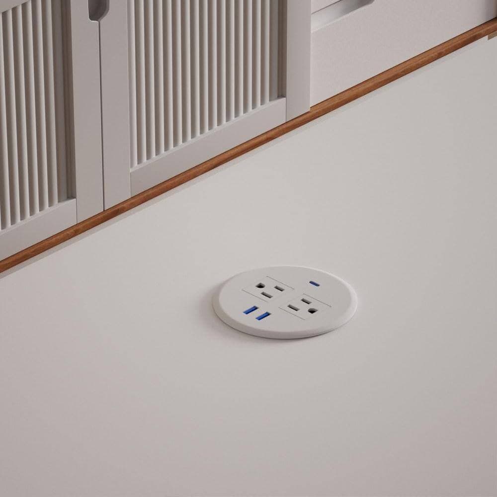 Unbranded 2 Pack Recessed Power Grommet 3 Inch,20W Fast Charging，with 2-AC Outlet,3-USB Port (3)