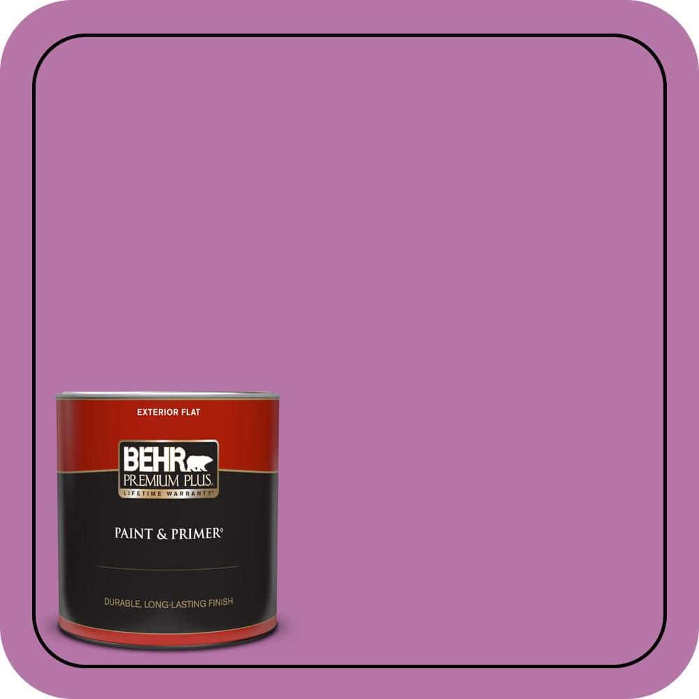 BEHR PREMIUM PLUS 1 qt. #P110-5A Eccentric Magenta Flat Exterior Paint & Primer