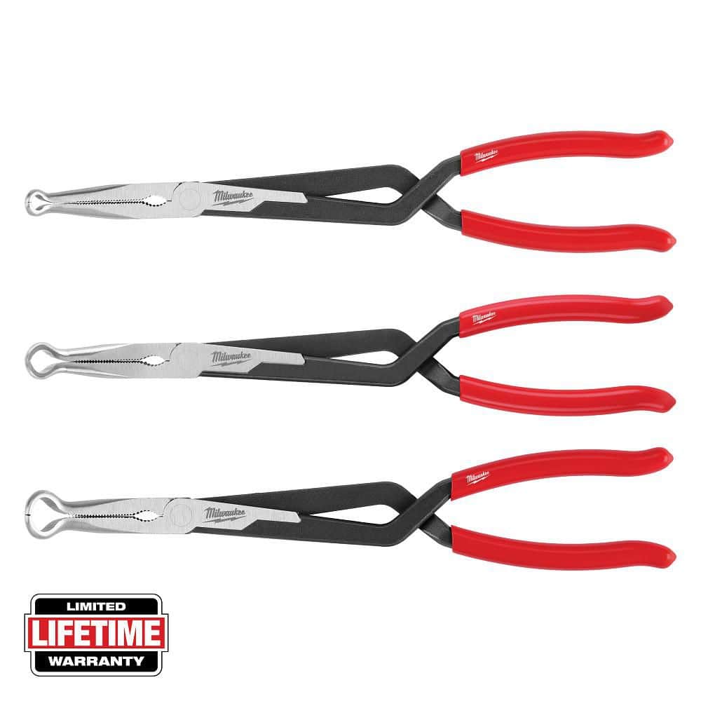 Milwaukee Long Needle Nose Pliers Set with Hose Grip and Slip Resistant Grip (3-Piece)