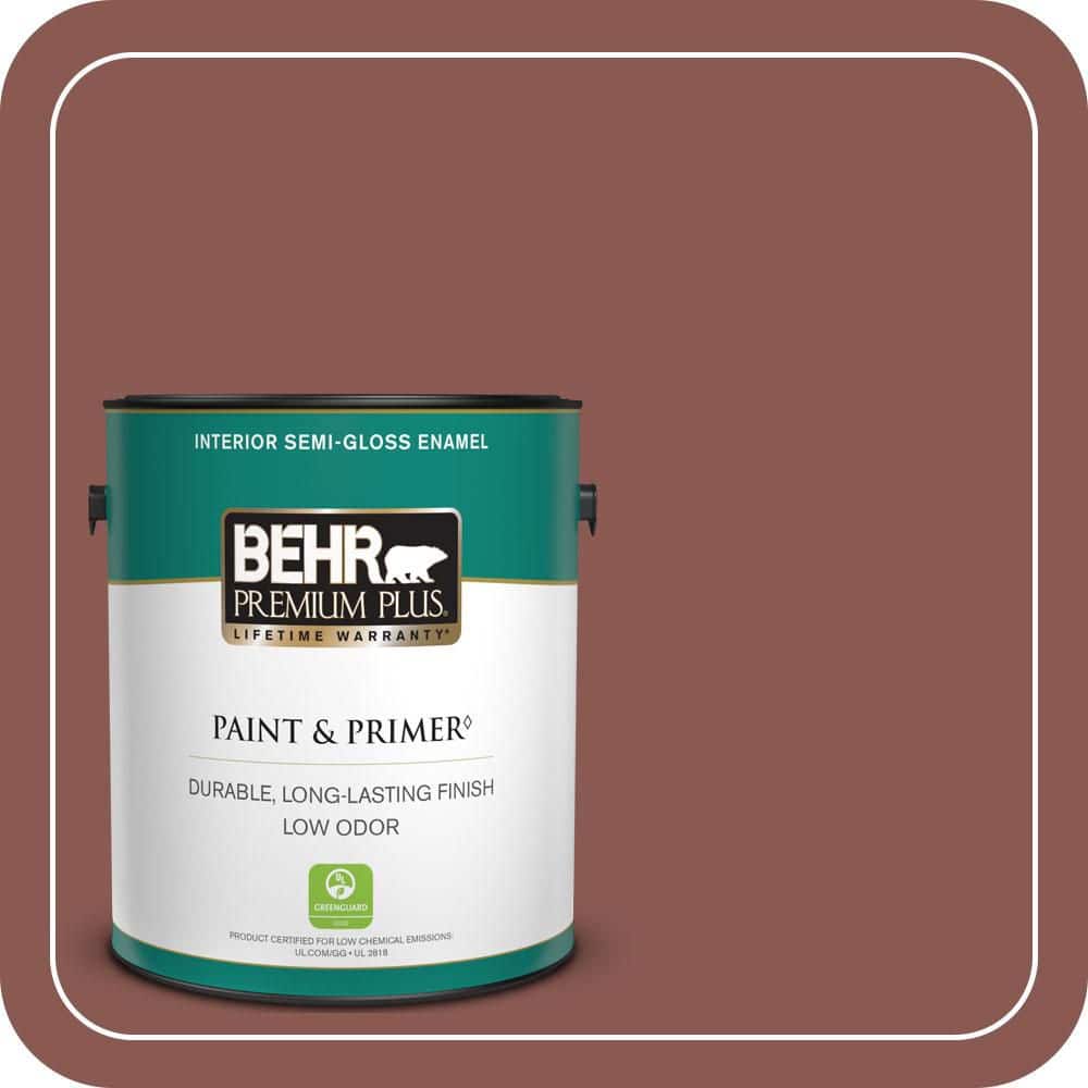 BEHR PREMIUM PLUS 1 gal. #MQ1-20 Rust Semi-Gloss Enamel Low Odor Interior Paint & Primer