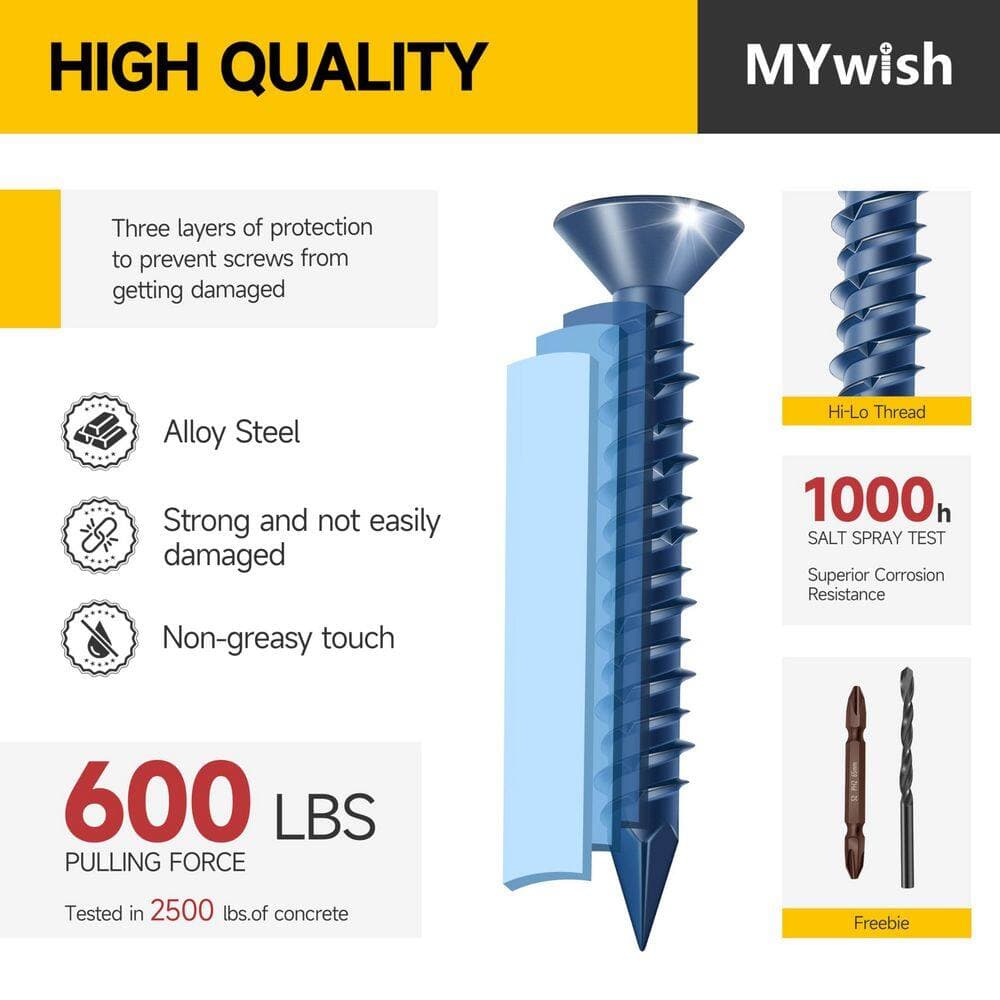 MYWISH 3/16 in. x 1-3/4 in. Flat Phillips Head Concrete Screws (30-Piece) (3)