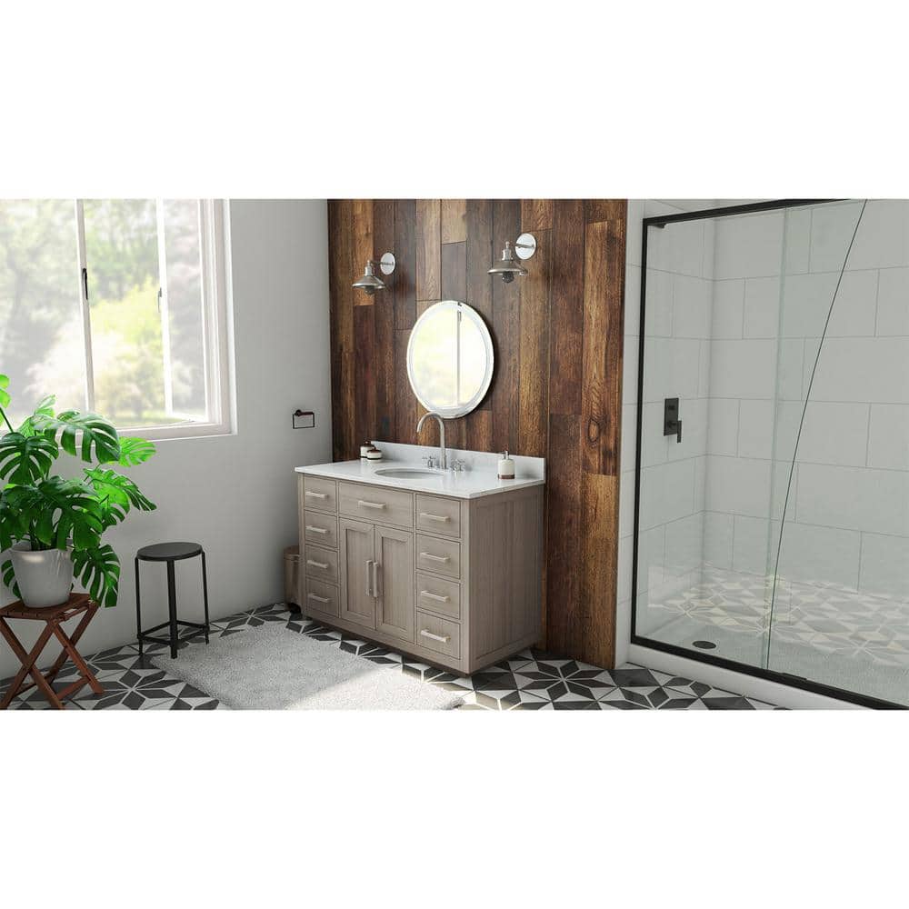 DreamLine Dexterity W 22 in. D 34 in . H Oak Vanity with Oval Undermount Sink- with White Top (3)