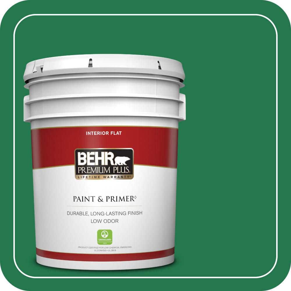 BEHR PREMIUM PLUS 5 gal. #460B-7 Pine Grove Flat Low Odor Interior Paint & Primer