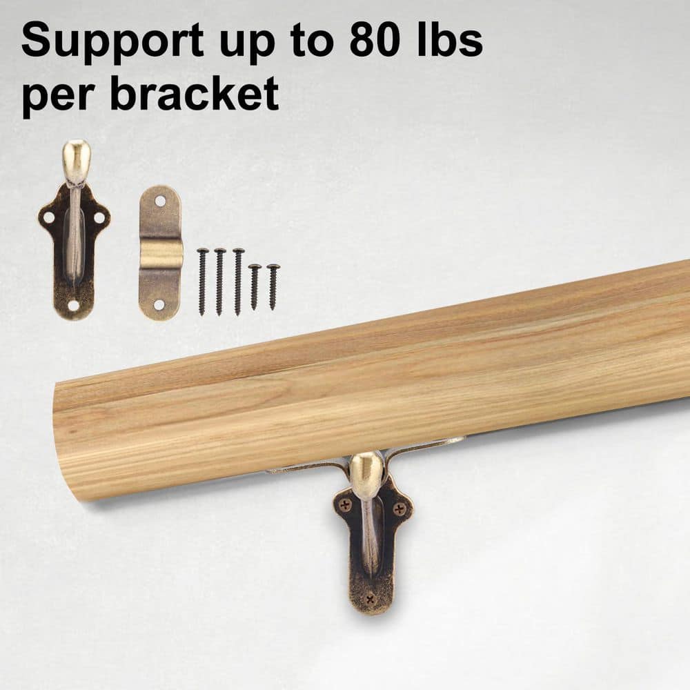 NVNOO 3 in. Heavy Duty Hand Rail Brackets for Stairways Railing with Screws, Antique Brass (6-Pack) (3)