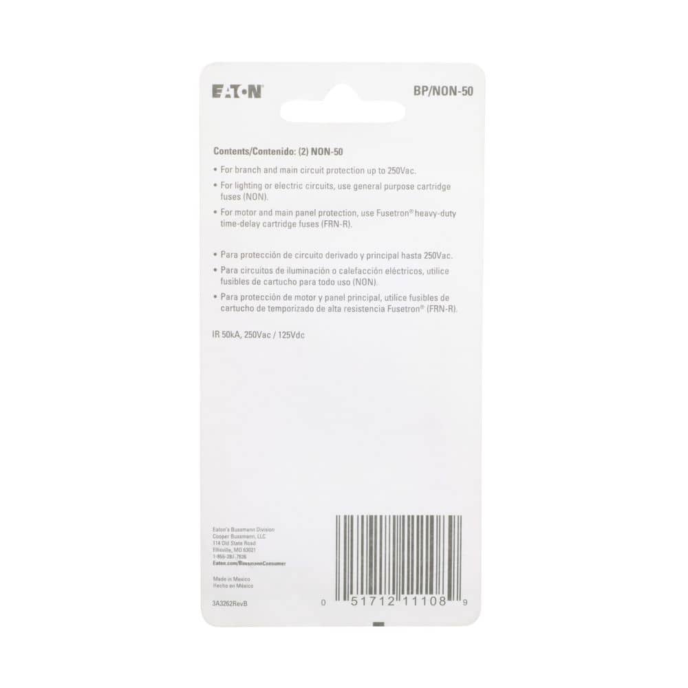 Cooper Bussmann 50 Amp Brass Cartridge Fuses (2-Pack) (2)