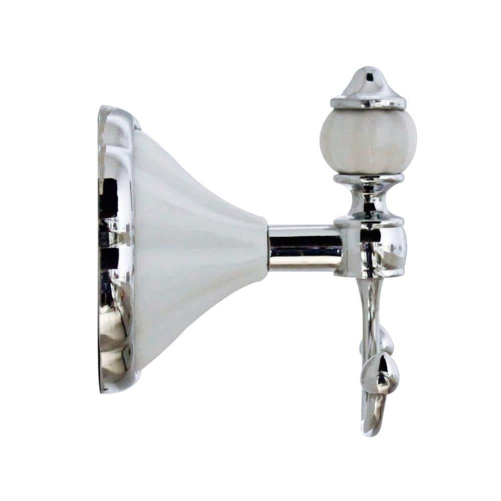 MODONA FLORA Double Robe and Towel Hook in White Porcelain and Polished Chrome (3)