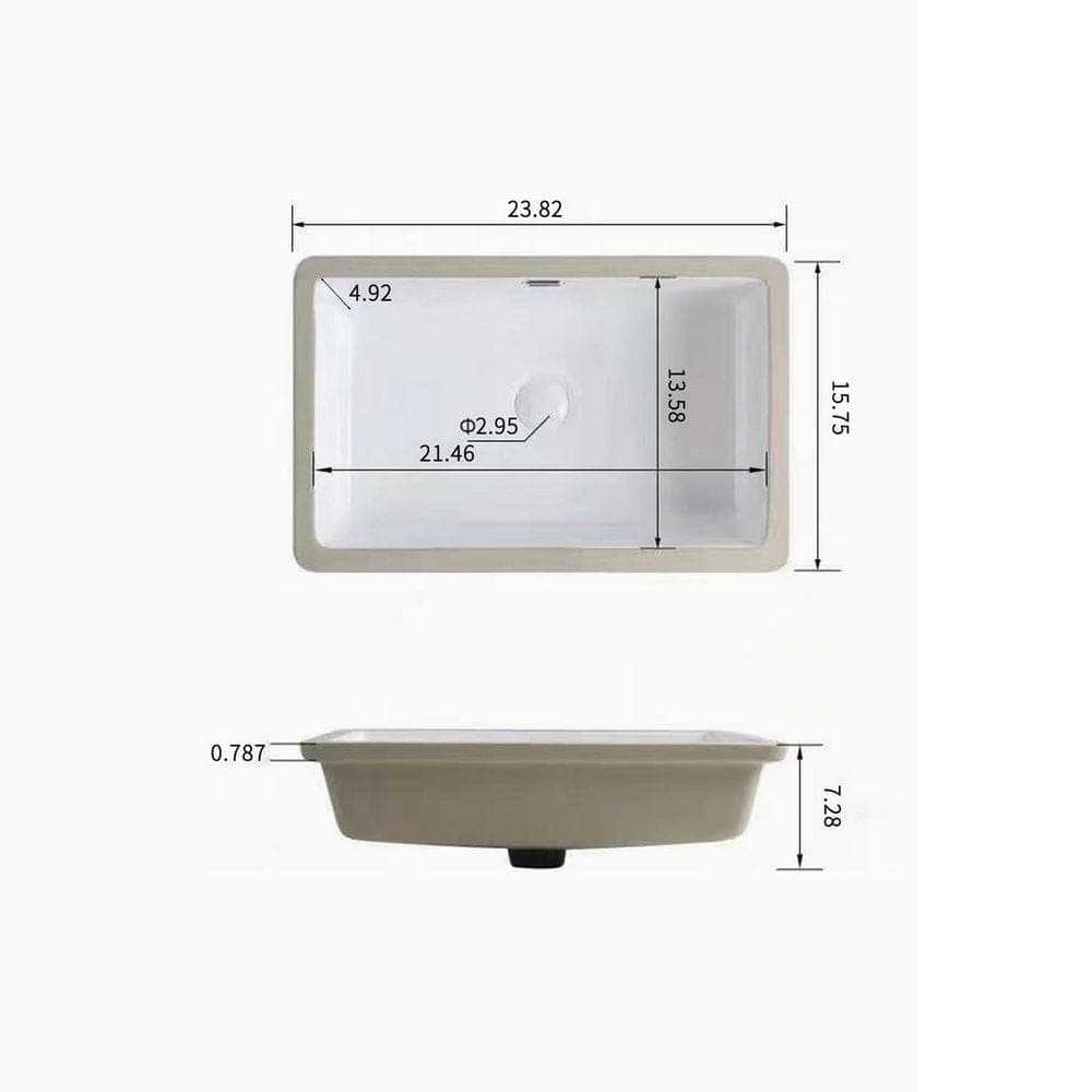 Satico 23.82 in. Undermount Rectangular Ceramic Bathroom Sink in Milk White (3)
