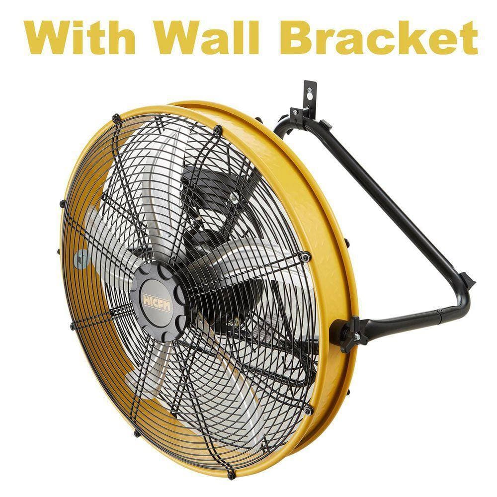 WOCK HICFM 20 in. Yellow Shroud Floor Fan, 6300 CFM High Velocity Air Circulator, 1/4 HP IP44 Motor for Garage - UL Listed (2)