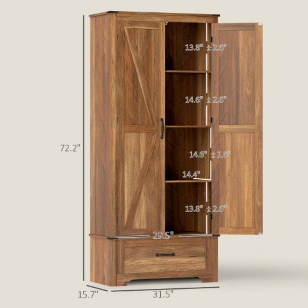 Unbranded 31.5 in. W x 15.7 in. D x 72.2 in. H Bathroom Brown Linen Cabinet (2)