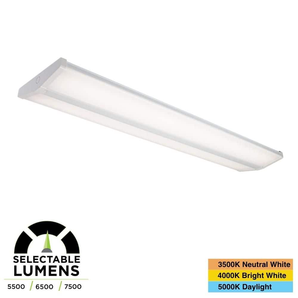Commercial Electric 1-Pack 4 ft. x 10 in. 5500/6500/7500 Lumens Integrated LED White Commercial Wraparound Light, Selectable CCT, 120-277V (2)
