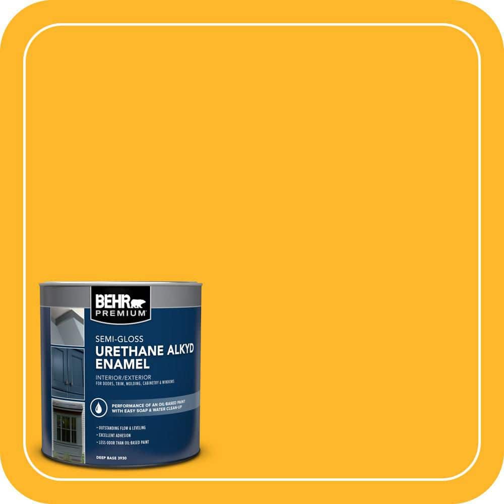 BEHR PREMIUM 1 qt. #P260-7 Extreme Yellow Semi-Gloss Enamel Urethane Alkyd Interior/Exterior Paint (1)