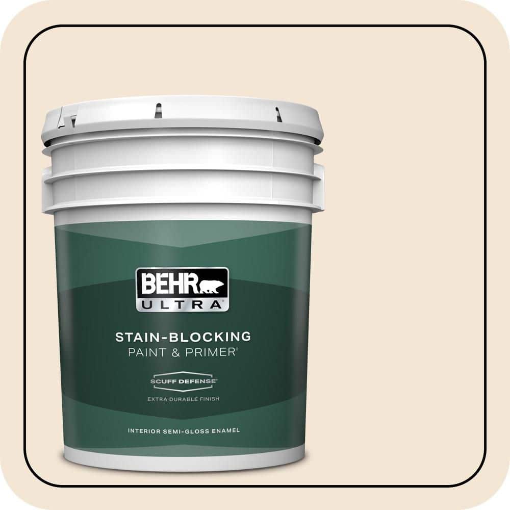 BEHR ULTRA 5 gal. #S290-1 Vanilla Paste Extra Durable Semi-Gloss Enamel Interior Paint & Primer
