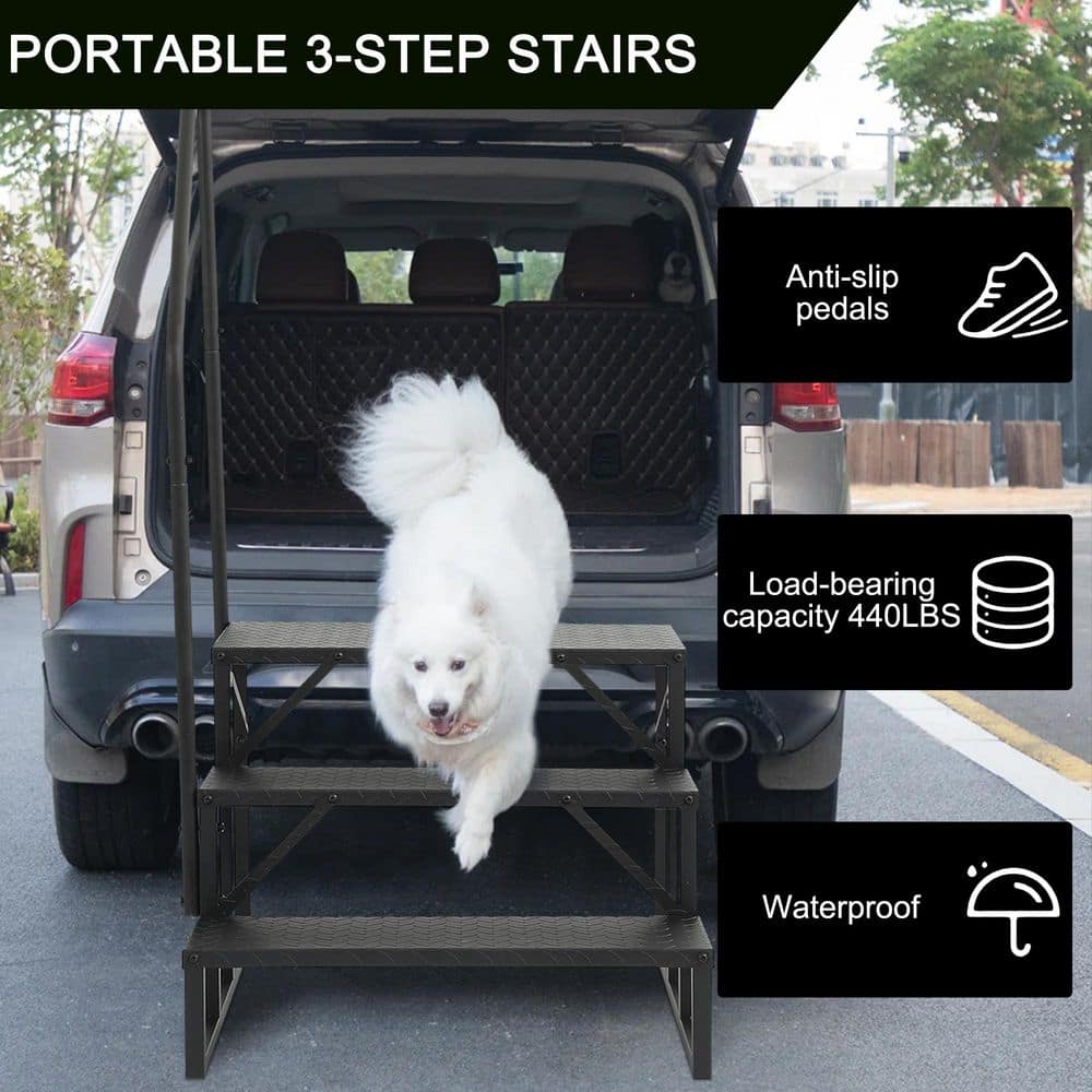 maocao hoom 4.5 ft. Reach Hot Tub Steps Outdoor, 2 RV Steps with Handrail, RV Stairs 3 Step, Heavy Duty Truck Camper Steps Ladders (2)