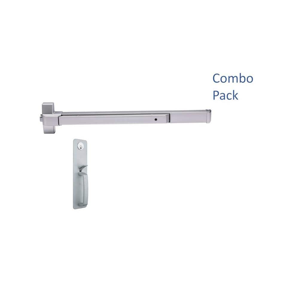 Global Door Controls EDTBAR Series Aluminum Grade 1 Commercial 36 in. Rim Touch Bar Exit Device Plus Keyed Entry Handleset Trim - Combo Pack (1)