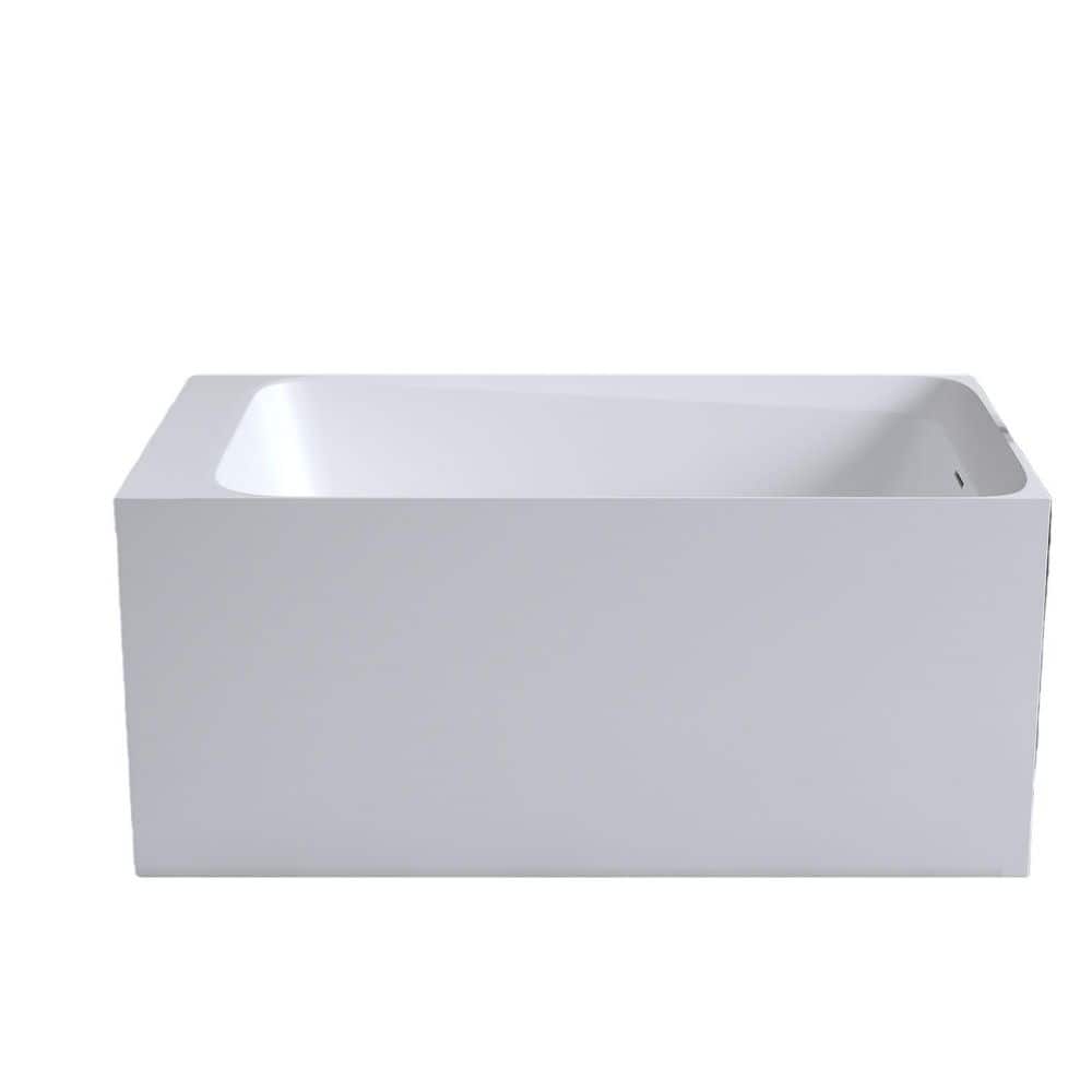 LIVACA 51 in. x 27.60 in. Freestanding Soaking Bathtub with Overflow and Pop-up Drain in Matte White Solid Surface (1)