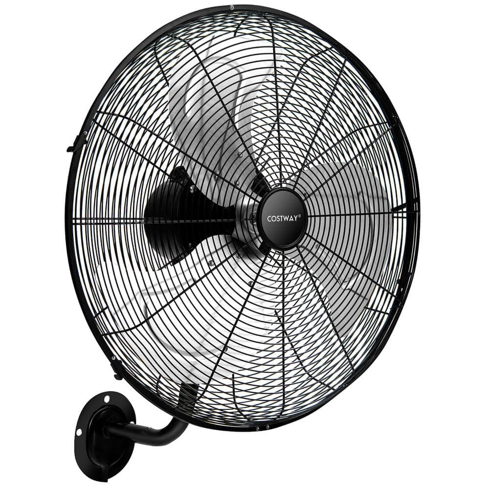 Costway 21 in. Indoor Black Wall Mount Industrial Ceiling Fan 3 Speed Oscillating Metal Ventilation Fan (1)