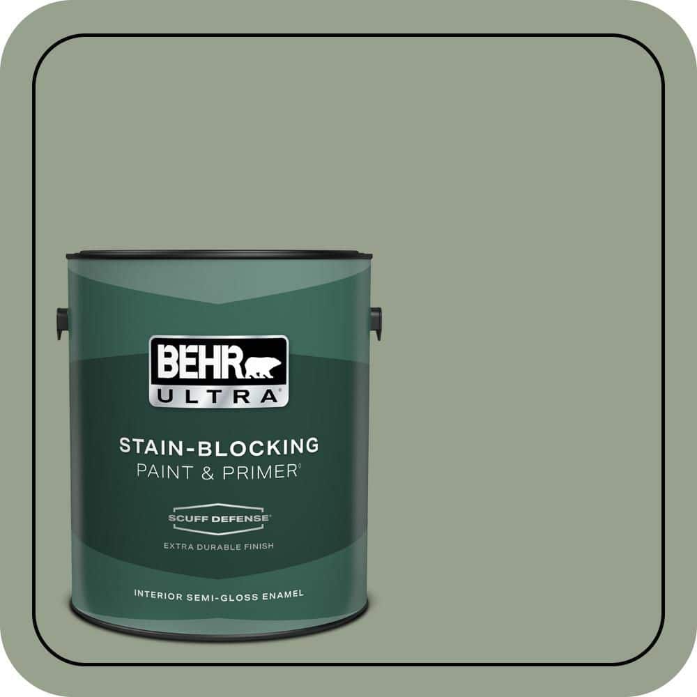 BEHR ULTRA 1 gal. #N390-4 Bitter Sage Extra Durable Semi-Gloss Enamel Interior Paint & Primer