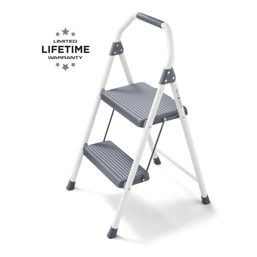 Gorilla Ladders 2-Step Compact Steel Step Stool, 225 lbs. Load Capacity Type II Duty Rating (8ft. Reach Height)