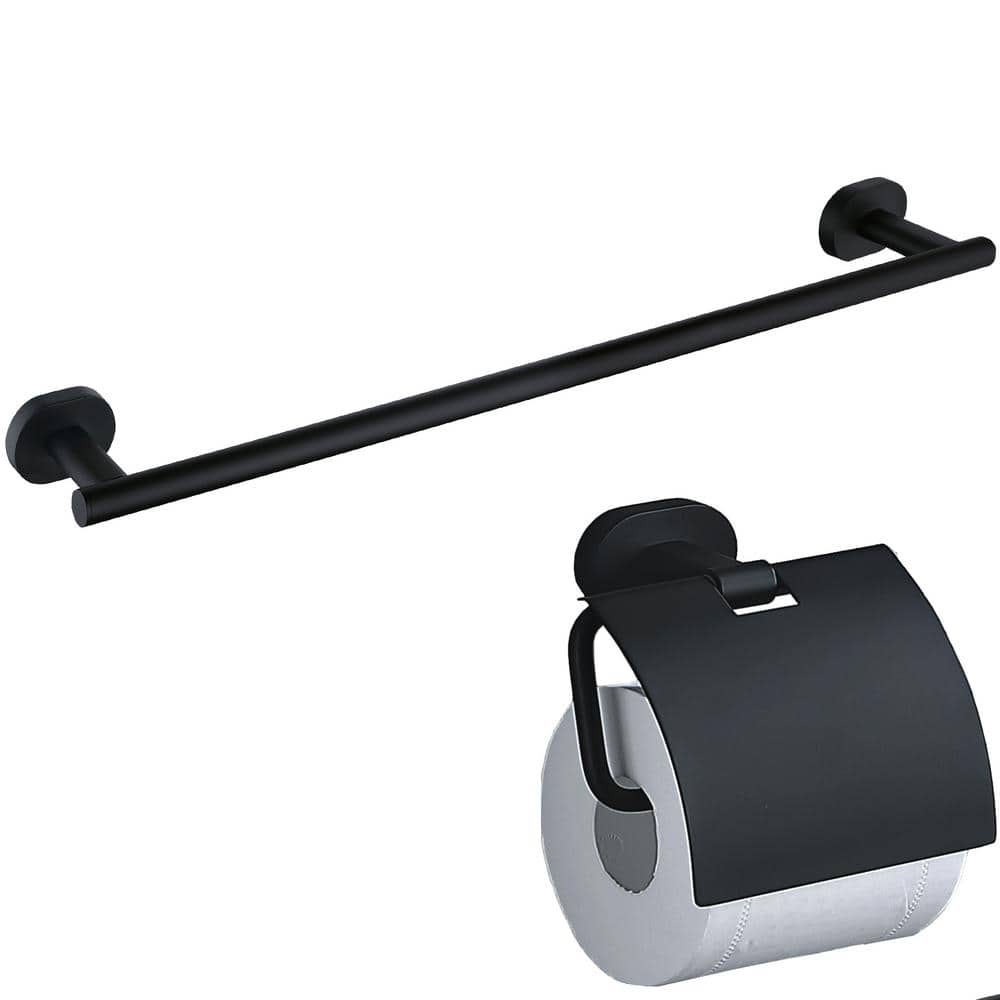 ruiling 2 -Piece Bath Hardware Set with Mounting Hardware in Matte Black (1)