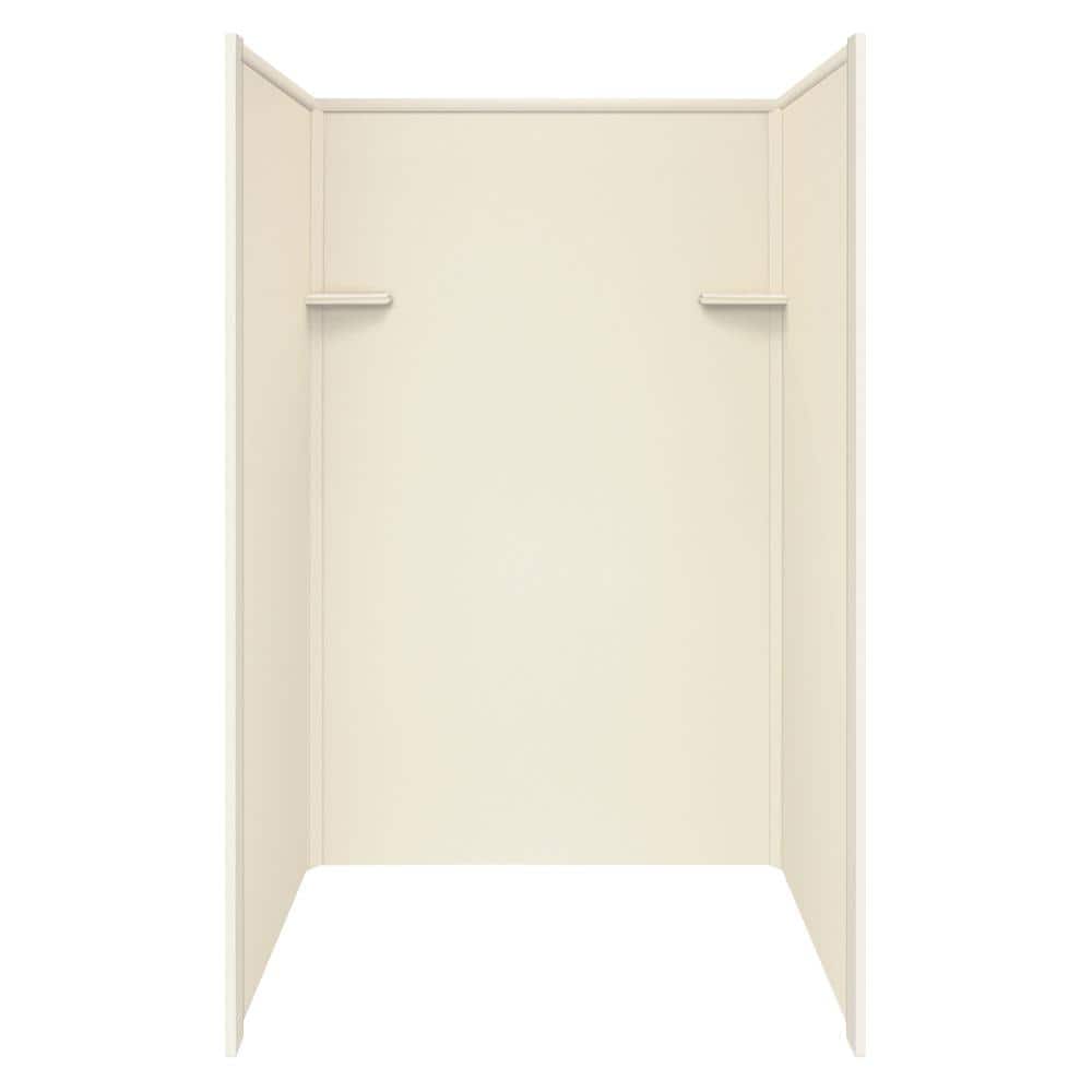 Transolid Studio 48 in. W x 72 in. H x 36 in. D 3-Piece Glue Up Alcove Shower Wall Surrounds in Biscuit (1)